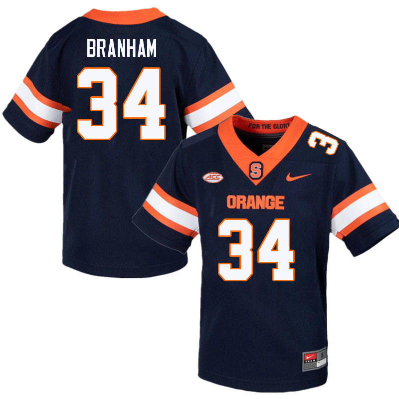 Syracuse Orange #34 JJ Branham College Football Jerseys Stitched Sale-Navy